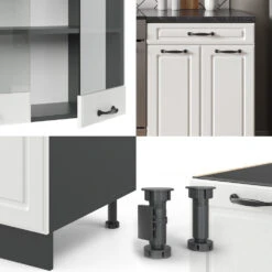 Küchenzeile "R-Line" Weiß Landhaus/Anthrazit 200 Cm Ohne Arbeitsplatte Vicco -Vicco 20235401 m4249 05 ol