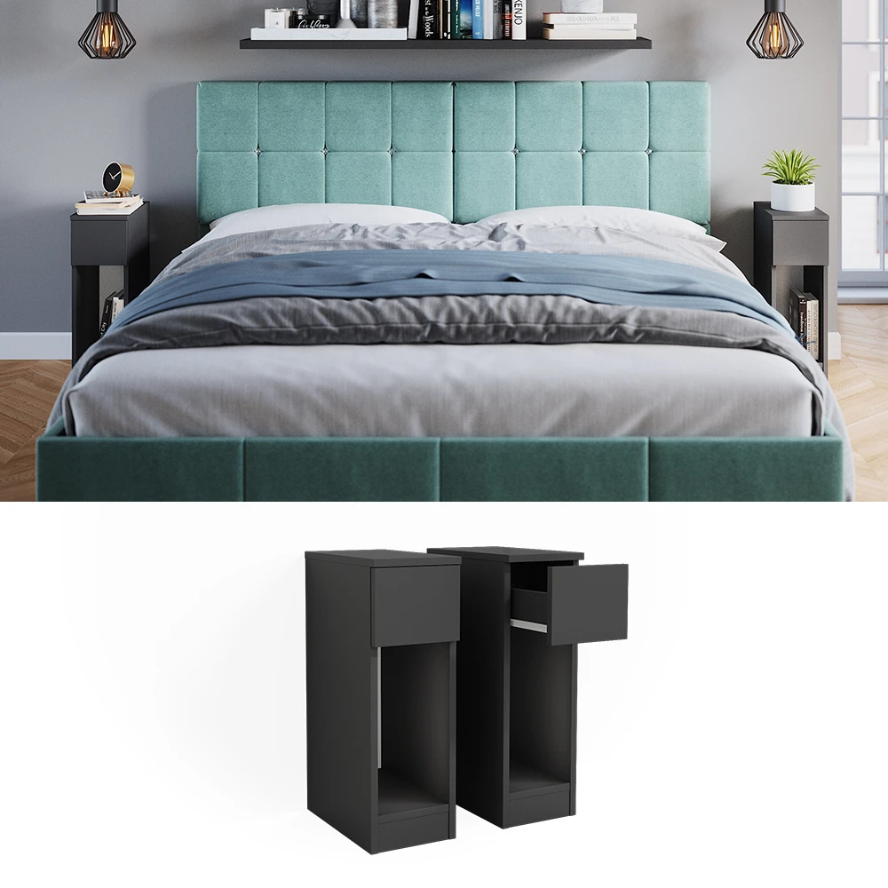 Nachttisch "Enton" Schwarz 20 X 59.5 Cm 2er Set Vicco 4 Nachttisch "Enton" Schwarz 20 X 59.5 Cm 2er Set Vicco – Bild 2