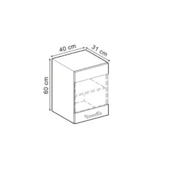 Vicco Küchenschrank Glas "R-Line", Schwarz Hochglanz/Weiß, 40 Cm -Vicco 20240103 mm8 sol w shgl 03 ol