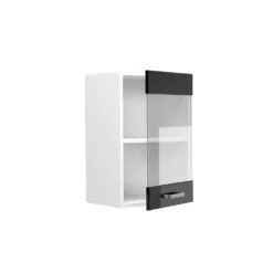 Vicco Küchenschrank Glas "R-Line", Schwarz Hochglanz/Weiß, 40 Cm -Vicco 20240103 mm8 sol w shgl 07 ol