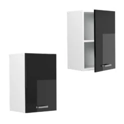 Vicco Hängeschrank "R-Line", Schwarz Hochglanz/Weiß, 40 Cm -Vicco 20240103 mm9 sol w shgl 08 ol