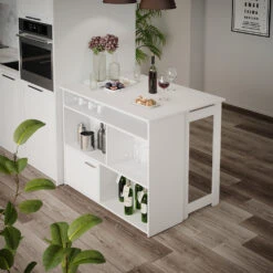 Vicco Bartisch "Dominic", Weiß, 116 X 37 Cm 4x Offene Fächer Und 1x Tür -Vicco 20240119 m6286 04 ol