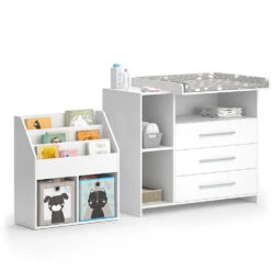Kinderzimmer-Set "Oskar" Weiß 2 Teile, Mit Wickelkommode Und Bücherregal Vicco 14 Kinderzimmer-Set "Oskar" Weiß 2 Teile, Mit Wickelkommode Und Bücherregal Vicco -Vicco 20240119 m6439 07 ol