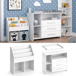 Kinderzimmer-Set "Oskar" Weiß 2 Teile, Mit Wickelkommode Und Bücherregal Vicco 15 Kinderzimmer-Set "Oskar" Weiß 2 Teile, Mit Wickelkommode Und Bücherregal Vicco -Vicco 20240119 m6439 08 ol
