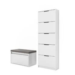 Schuhkipper "Luca" Weiß 2 Teile, Mit Sitzbank Vicco