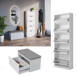 Schuhkipper "Luca" Weiß 2 Teile, Mit Sitzbank Vicco -Vicco 20240119 m6444 08 ol