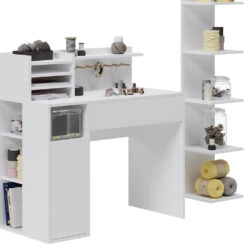 Schreibtisch Weiß 2 Teile, Mit Bücherregal Vicco -Vicco 20240119 m6445 06 ol