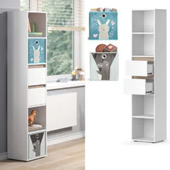 Kinderregal "Robert" Weiß/Sonoma 36.2 X 171 Cm Mit Faltboxen Bunt Vicco 11 Kinderregal "Robert" Weiß/Sonoma 36.2 X 171 Cm Mit Faltboxen Bunt Vicco -Vicco 20240122 m1582 fb2051 02 ol