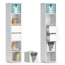 Kinderregal "Robert" Weiß/Sonoma 36.2 X 171 Cm Mit Faltboxen Bunt Vicco 16 Kinderregal "Robert" Weiß/Sonoma 36.2 X 171 Cm Mit Faltboxen Bunt Vicco -Vicco 20240122 m1582 fb2051 07 ol