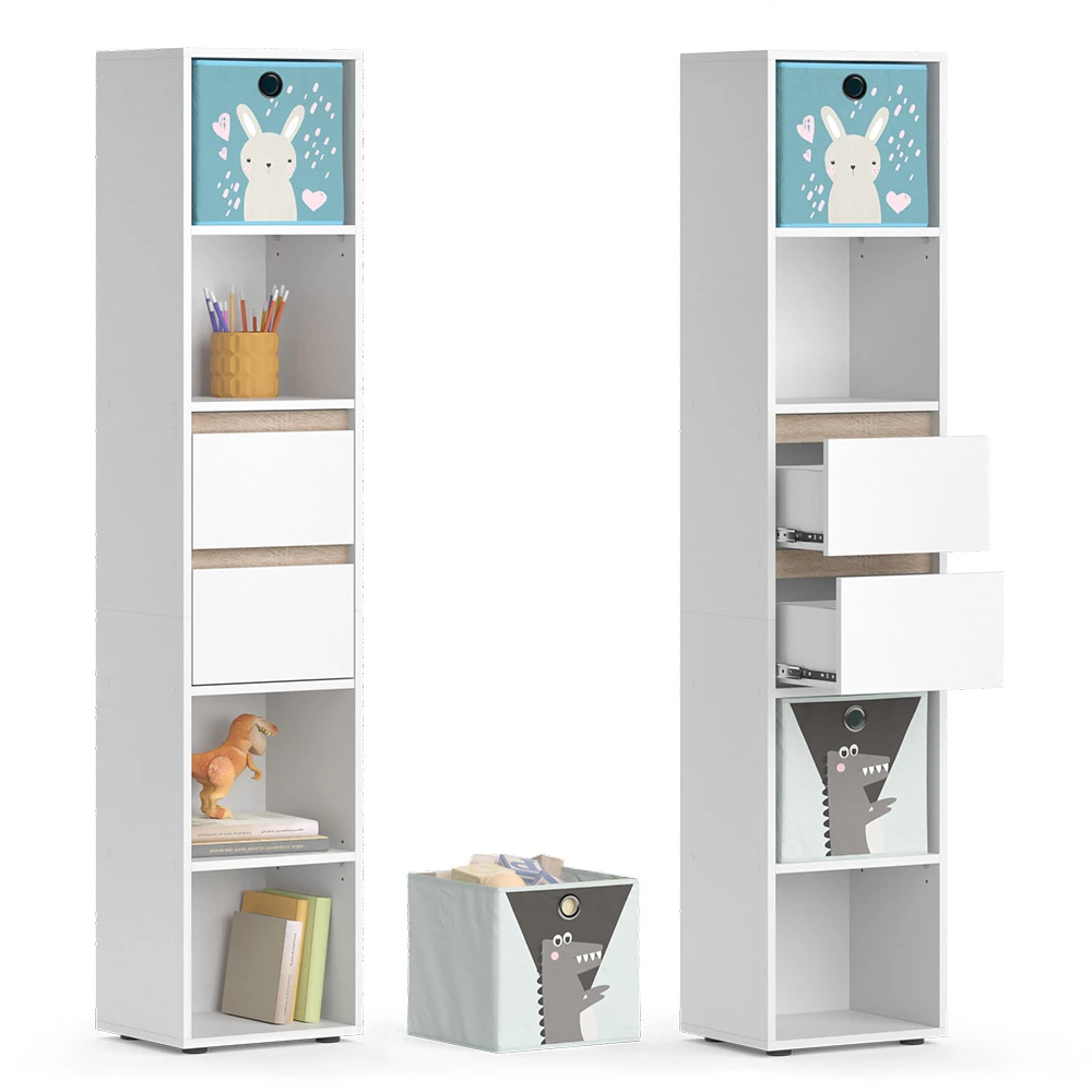 Kinderregal "Robert" Weiß/Sonoma 36.2 X 171 Cm Mit Faltboxen Bunt Vicco 9 Kinderregal "Robert" Weiß/Sonoma 36.2 X 171 Cm Mit Faltboxen Bunt Vicco – Bild 7