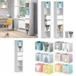 Kinderregal "Robert" Weiß/Sonoma 36.2 X 171 Cm Mit Faltboxen Bunt Vicco 17 Kinderregal "Robert" Weiß/Sonoma 36.2 X 171 Cm Mit Faltboxen Bunt Vicco -Vicco 20240122 m1582 fb2051 08 ol