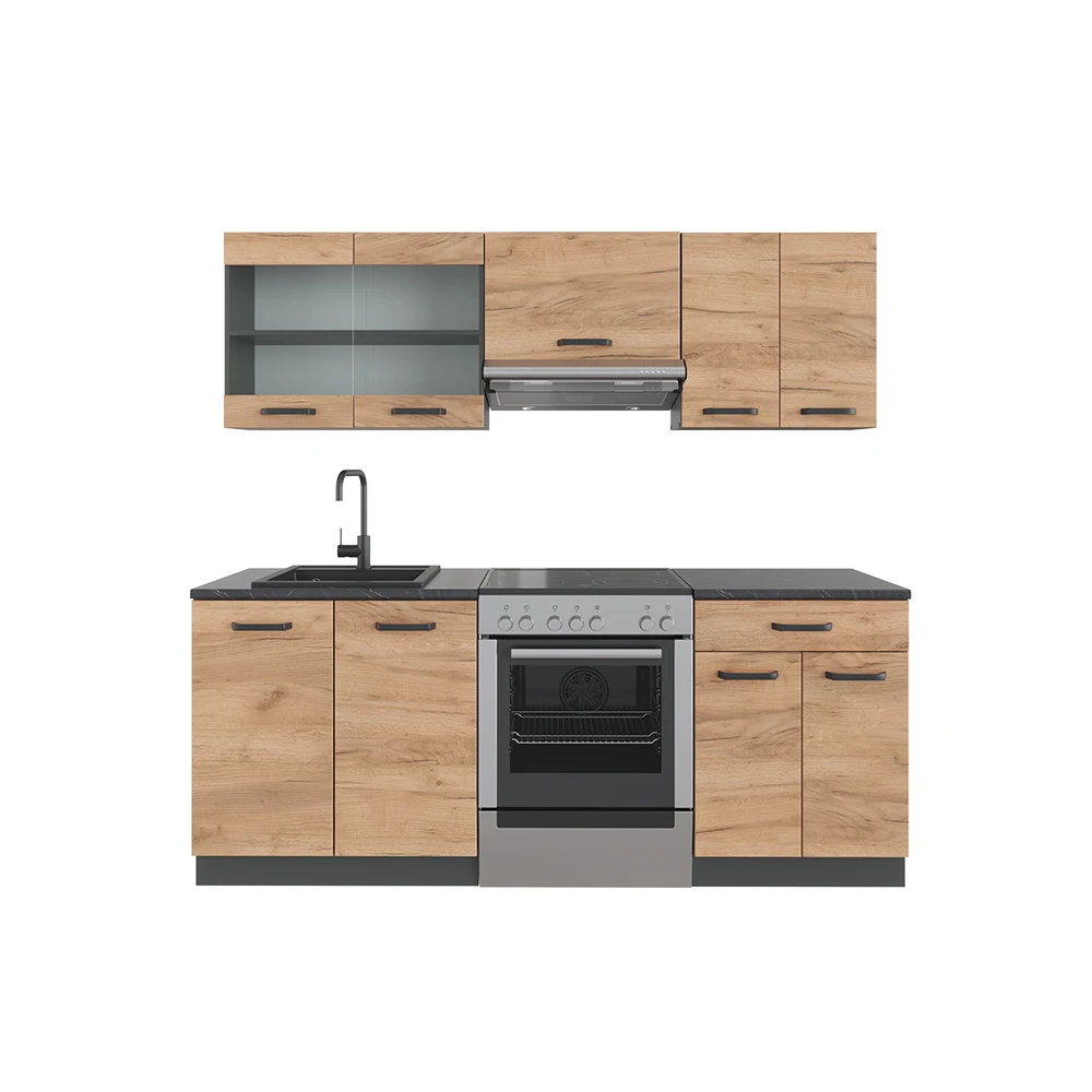 Küchenzeile "R-Line" Goldkraft Eiche/Anthrazit 200 Cm Ohne Arbeitsplatte Vicco 3 Küchenzeile "R-Line" Goldkraft Eiche/Anthrazit 200 Cm Ohne Arbeitsplatte Vicco