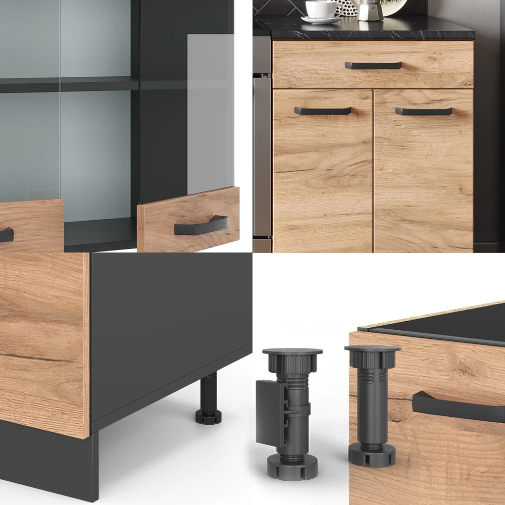 Küchenzeile "R-Line" Goldkraft Eiche/Anthrazit 200 Cm Ohne Arbeitsplatte Vicco 7 Küchenzeile "R-Line" Goldkraft Eiche/Anthrazit 200 Cm Ohne Arbeitsplatte Vicco – Bild 5