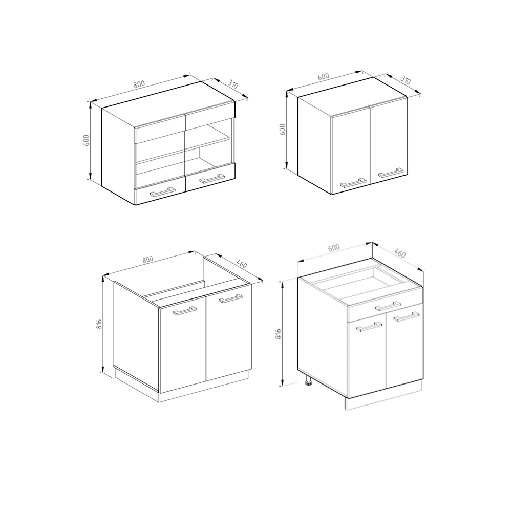 Singleküche "R-Line" Rot/Anthrazit 140 Cm J-Shape Vicco 5 Singleküche "R-Line" Rot/Anthrazit 140 Cm J-Shape Vicco – Bild 3