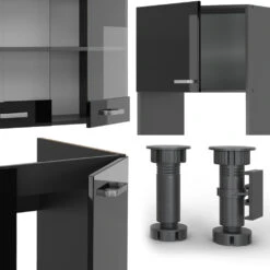 Vicco Eckküche "R-Line", Schwarz Hochglanz/Anthrazit, 237 X 247 Cm Ohne Arbeitsplatte -Vicco 20240125 m6093 05 ol