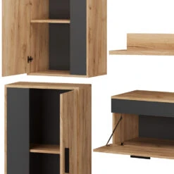 Wohnwand "Berno" Goldkraft Eiche/Anthrazit 4er Set Vicco -Vicco 20240202 m6341 06 ol