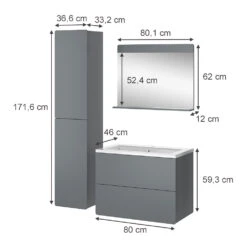 Badmöbel Set "Izan" 4 Teile Mit Hochschrank Vicco -Vicco 20240202 m6430 03 ol
