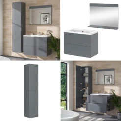 Badmöbel Set "Izan" 4 Teile Mit Hochschrank Vicco -Vicco 20240202 m6430 08 ol