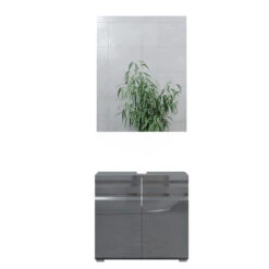 Badmöbel Set "Freddy" Anthrazit Hochglanz 2 Teile Vicco