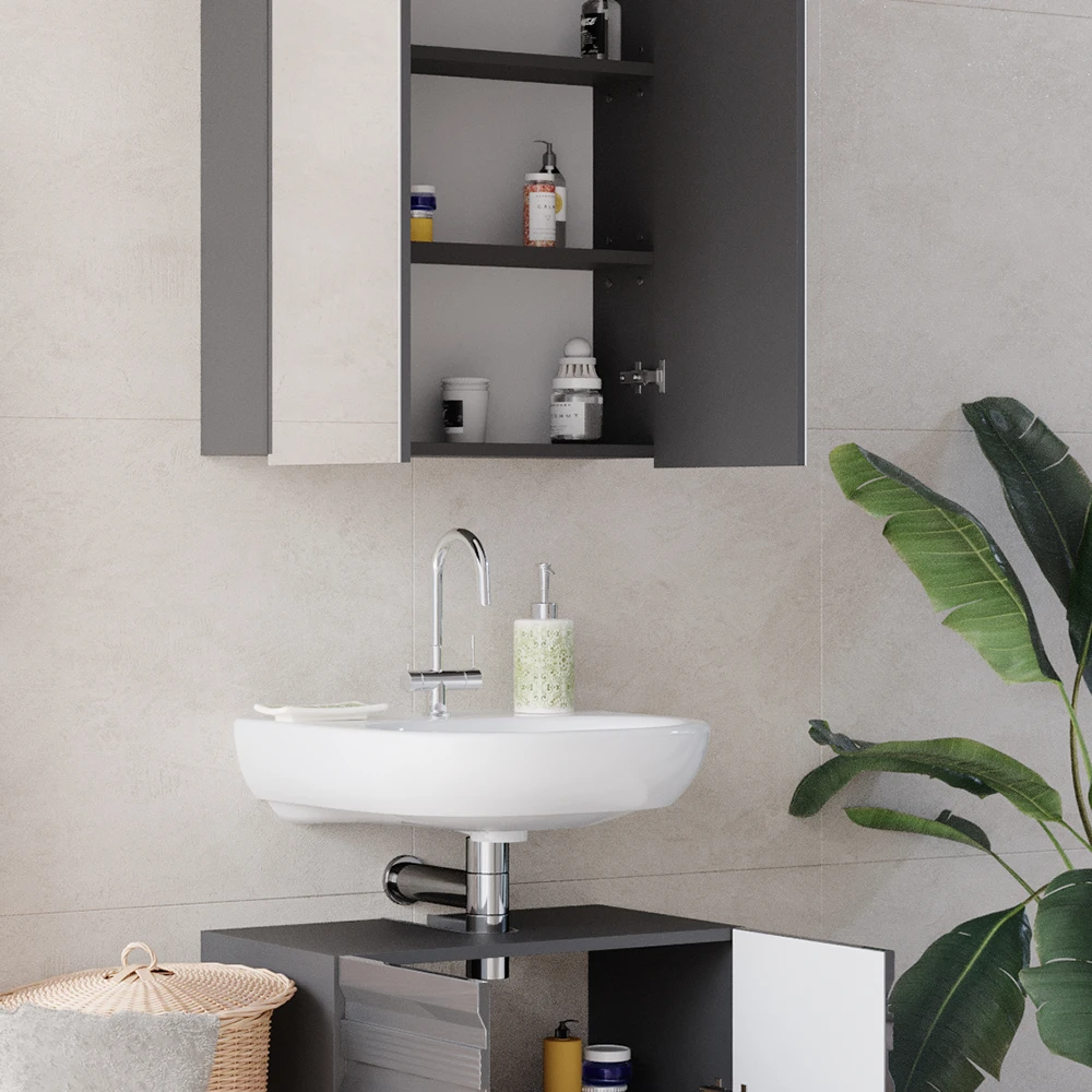 Badmöbel Set "Freddy" Anthrazit Hochglanz 2 Teile Vicco 7 Badmöbel Set "Freddy" Anthrazit Hochglanz 2 Teile Vicco – Bild 5