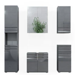 Badmöbel Set "Freddy" Anthrazit Hochglanz 5 Teile Vicco