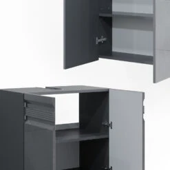 Badmöbel Set "Freddy" Anthrazit Hochglanz 5 Teile Vicco -Vicco 20240206 m2127 06 ol