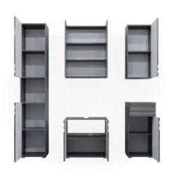 Badmöbel Set "Freddy" Anthrazit Hochglanz 5 Teile Vicco -Vicco 20240206 m2127 07 ol