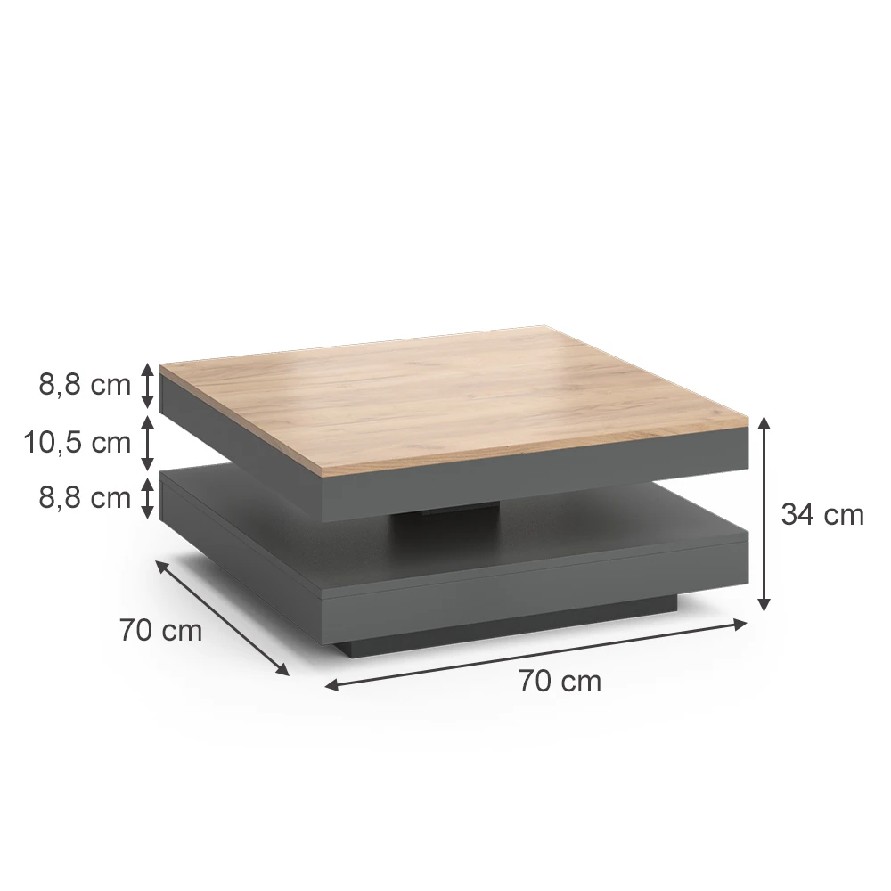 Couchtisch "Elias" Anthrazit/Goldkraft Eiche 70 X 34 Cm Vicco 5 Couchtisch "Elias" Anthrazit/Goldkraft Eiche 70 X 34 Cm Vicco – Bild 3