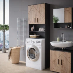 Waschmaschinenschrank "Irma" Anthrazit/Eiche 64 X 190.5 Cm Vicco -Vicco 20240209 m4734 04 ol