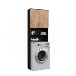 Waschmaschinenschrank "Irma" Anthrazit/Eiche 64 X 190.5 Cm Vicco -Vicco 20240209 m4734 07 ol