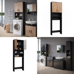 Waschmaschinenschrank "Irma" Anthrazit/Eiche 64 X 190.5 Cm Vicco -Vicco 20240209 m4734 08 ol