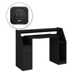 Gaming Tisch "Tails" Schwarz 123 X 55 Cm Mit LED & QI Livinity