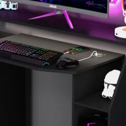 Gaming Tisch "Tails" Schwarz 123 X 55 Cm Mit LED & QI Livinity -Vicco 20240209 m6237 05 ol