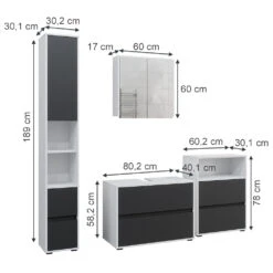 Badmöbel Set "Maltin" Weiß/Anthrazit 4 Teile Vicco 12 Badmöbel Set "Maltin" Weiß/Anthrazit 4 Teile Vicco -Vicco 20240209 m6423 03 ol
