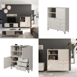 Vicco Sideboard "Aldo", Cashmere, 123.6 X 135 Cm 3x Schublade, 2 Türen -Vicco 20240219 m6301 08 ol