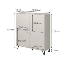 Vicco Sideboard "Aldo", Cashmere, 123.6 X 135 Cm 4 Türen -Vicco 20240219 m6303 03 ol