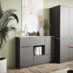 Sideboard "Betti" Anthrazit/Sonoma 120 X 83.6 Cm 2x Tür, 2x Schublade Und 1x Offenes Fache Vicco -Vicco 20240219 m6342 04 ol