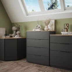 Sideboard "Betti" Anthrazit/Sonoma 80 X 101.9 Cm Mit 4 Schubladen Vicco -Vicco 20240219 m6344 04 ol