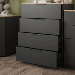 Sideboard "Betti" Anthrazit/Sonoma 80 X 101.9 Cm Mit 4 Schubladen Vicco -Vicco 20240219 m6344 05 ol