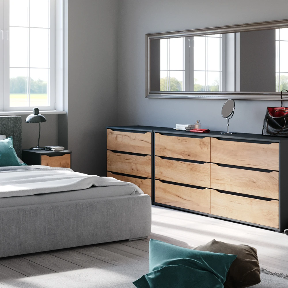 Sideboard "Ruben" Anthrazit/Goldkraft Eiche 80.2 X 77.6 Cm Mit Schubladen Vicco 7 Sideboard "Ruben" Anthrazit/Goldkraft Eiche 80.2 X 77.6 Cm Mit Schubladen Vicco – Bild 5