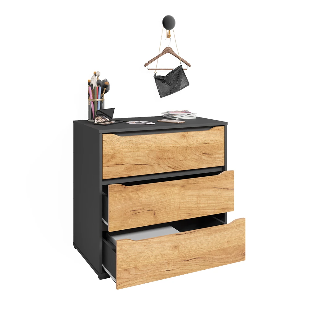 Sideboard "Ruben" Anthrazit/Goldkraft Eiche 80.2 X 77.6 Cm Mit Schubladen Vicco 9 Sideboard "Ruben" Anthrazit/Goldkraft Eiche 80.2 X 77.6 Cm Mit Schubladen Vicco – Bild 7