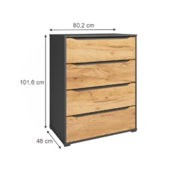 Sideboard "Ruben" Anthrazit/Goldkraft Eiche 80 X 102 Cm Mit Schubladen Vicco -Vicco 20240219 m6351 03 ol