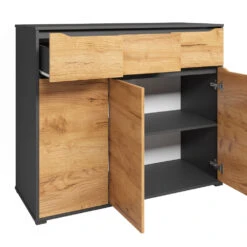 Sideboard "Ruben" Anthrazit/Goldkraft Eiche 120 X 101 Cm Mit Schubladen Vicco -Vicco 20240219 m6353 06 ol