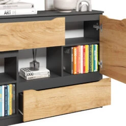 Sideboard "Ruben" Anthrazit/Goldkraft Eiche 120 X 84 Cm Mit Schubladen Vicco -Vicco 20240219 m6354 06 ol