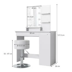 Schminktisch "Julia" Weiß 90 Cm Mit LED Beleuchtung Und Hocker Vicco 12 Schminktisch "Julia" Weiß 90 Cm Mit LED Beleuchtung Und Hocker Vicco -Vicco 20240220 m1804 hw l 03 ol