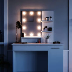 Schminktisch "Julia" Weiß 90 Cm Mit LED Beleuchtung Und Hocker Vicco 14 Schminktisch "Julia" Weiß 90 Cm Mit LED Beleuchtung Und Hocker Vicco -Vicco 20240220 m1804 hw l 05 ol
