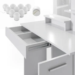 Schminktisch "Julia" Weiß 90 Cm Mit LED Beleuchtung Und Hocker Vicco 15 Schminktisch "Julia" Weiß 90 Cm Mit LED Beleuchtung Und Hocker Vicco -Vicco 20240220 m1804 hw l 06 ol