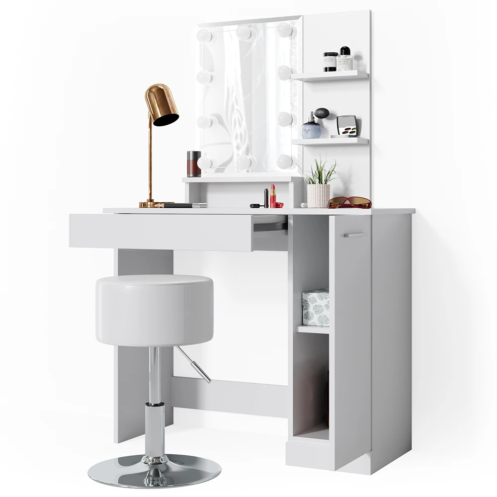 Schminktisch "Julia" Weiß 90 Cm Mit LED Beleuchtung Und Hocker Vicco 9 Schminktisch "Julia" Weiß 90 Cm Mit LED Beleuchtung Und Hocker Vicco – Bild 7