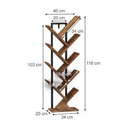 Bücherregal "Fyrk" Antikholz/Schwarz 34 X 116 Cm Bücherregal,stehende Aktenregal,Regal Für Bücher,Bücherschrank,Büroregal Für Ordner Vicco -Vicco 20240301 m6328 03 ol