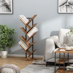 Bücherregal "Fyrk" Antikholz/Schwarz 34 X 116 Cm Bücherregal,stehende Aktenregal,Regal Für Bücher,Bücherschrank,Büroregal Für Ordner Vicco -Vicco 20240301 m6328 04 ol